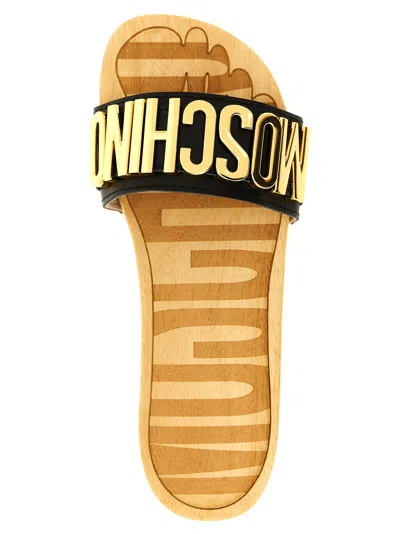Moschino Platform Clog Sandals Open Toe Studs In Black