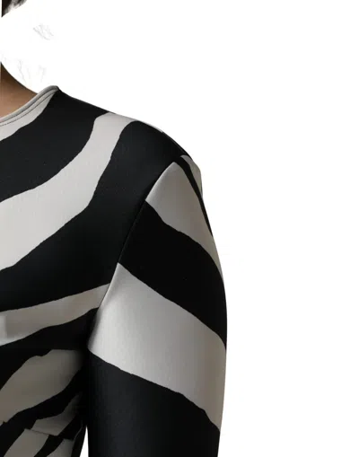 Dolce & Gabbana Black White Polyester Zebra Pattern Jumpsuit In Black