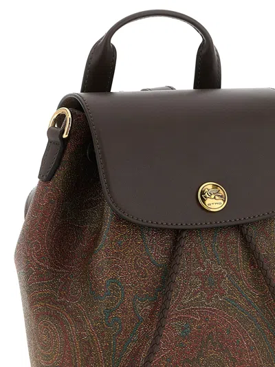 Etro Brown Essential Small Backpack In Pattern