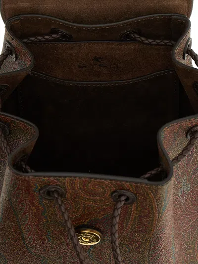 Etro Brown Essential Small Backpack In Pattern