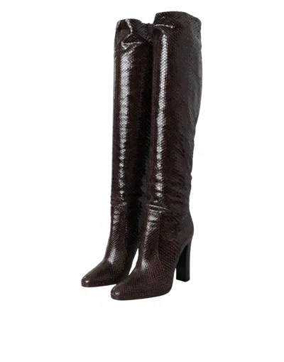 Dolce & Gabbana Python Leather Boot In Brown