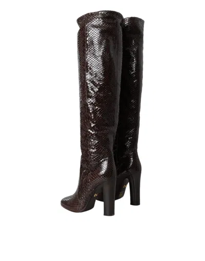 Dolce & Gabbana Python Leather Boot In Brown