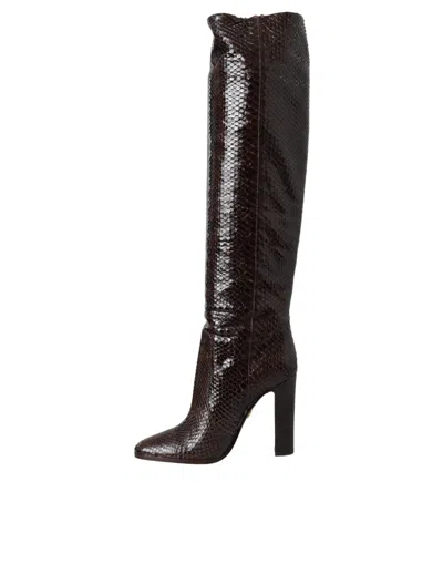Dolce & Gabbana Python Leather Boot In Brown