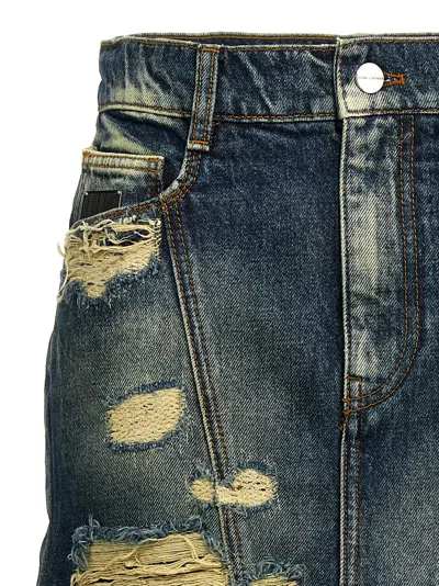 Marc Jacobs Distressed Mini Denim Skirt In Blue