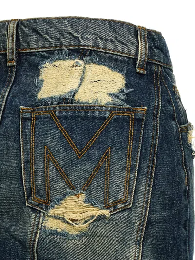 Marc Jacobs Distressed Mini Denim Skirt In Blue
