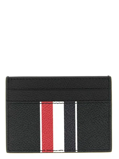 Thom Browne Black Calfskin Cardholder Accessory In Blue