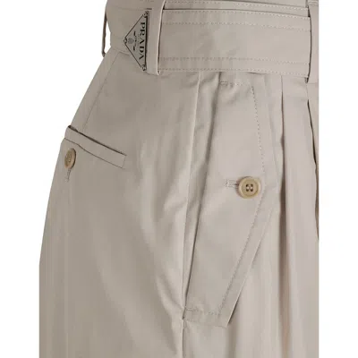 Prada Cotton Blend Cargo Pants In Neutral