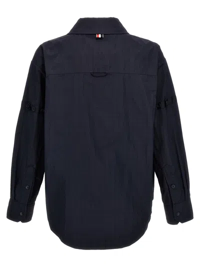 Thom Browne Button-up Overshirt Checkered Pattern In Blue