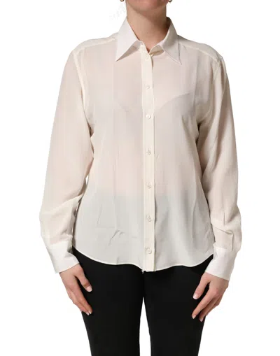 Dolce & Gabbana Silk Collared Blouse In White