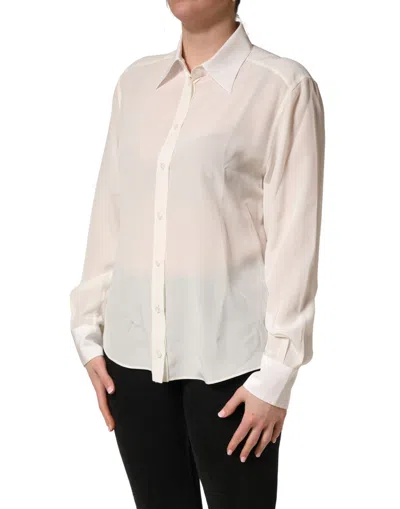 Dolce & Gabbana Silk Collared Blouse In White