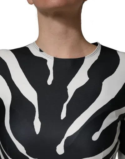 Dolce & Gabbana Black White Polyester Zebra Pattern Jumpsuit In Black