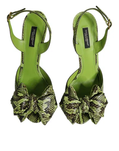 Dolce & Gabbana Python Leather Heel Sandal In Green