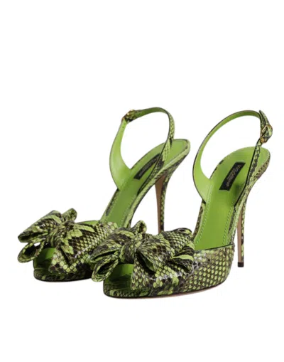 Dolce & Gabbana Python Leather Heel Sandal In Green