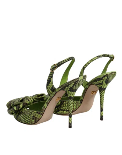 Dolce & Gabbana Python Leather Heel Sandal In Green
