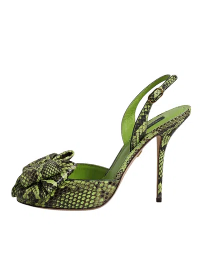 Dolce & Gabbana Python Leather Heel Sandal In Green