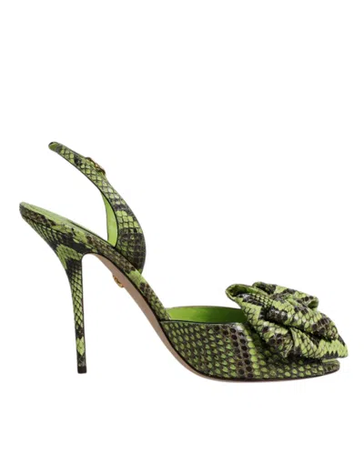 Dolce & Gabbana Python Leather Heel Sandal In Green