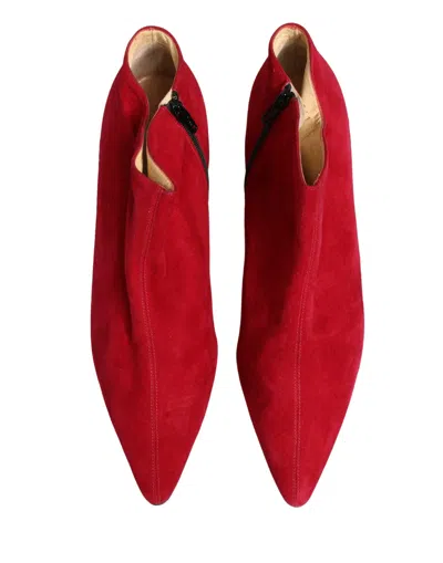 Dolce & Gabbana Suede Ankle Boot In Red