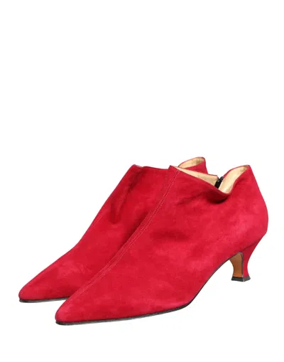 Dolce & Gabbana Suede Ankle Boot In Red