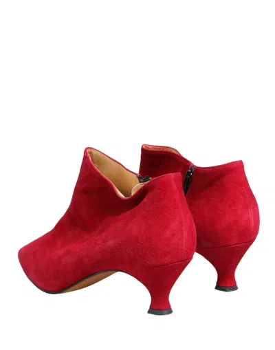 Dolce & Gabbana Suede Ankle Boot In Red