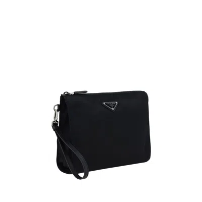 Prada Enamel Triangle Logo Pouch Clutch In Pattern