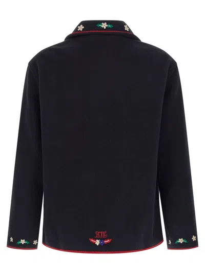 Bode Embroidered Wool Jacket In Black