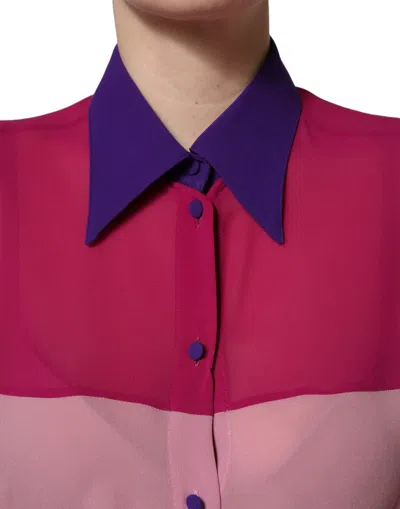 Dolce & Gabbana Silk Patchwork Colorblock Blouse In Multi