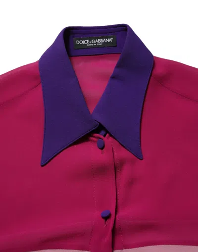 Dolce & Gabbana Silk Patchwork Colorblock Blouse In Multi