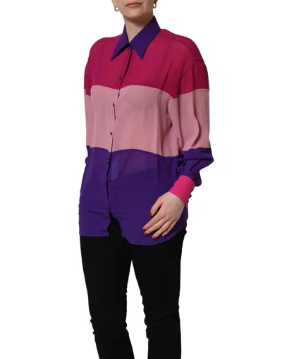 Dolce & Gabbana Silk Patchwork Colorblock Blouse In Multi