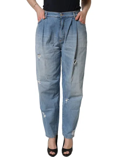 Dolce & Gabbana Distressed Cotton-elastane Jeans In Blue
