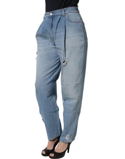 Dolce & Gabbana Distressed Cotton-elastane Jeans In Blue