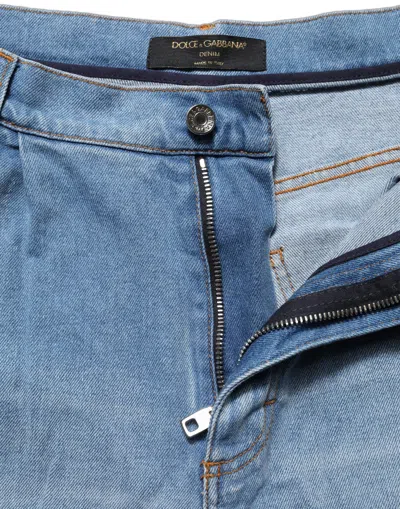 Dolce & Gabbana Distressed Cotton-elastane Jeans In Blue