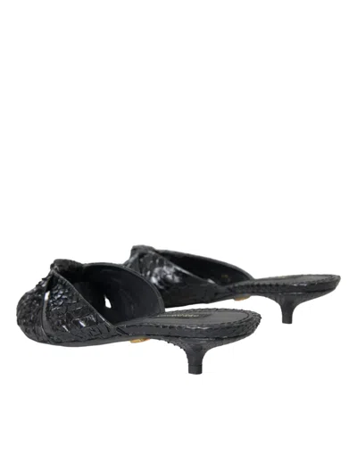 Dolce & Gabbana Python Leather Heel Slide In Black