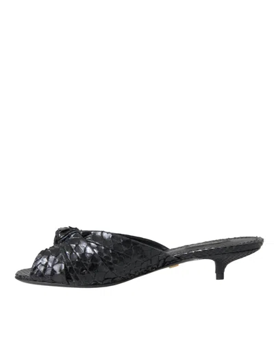 Dolce & Gabbana Python Leather Heel Slide In Black