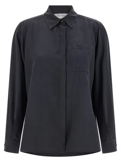 Max Mara Mxmsiamese Collared Shirt Long Sleeves Pocket In Blue