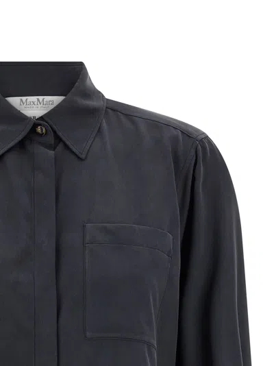 Max Mara Mxmsiamese Collared Shirt Long Sleeves Pocket In Blue