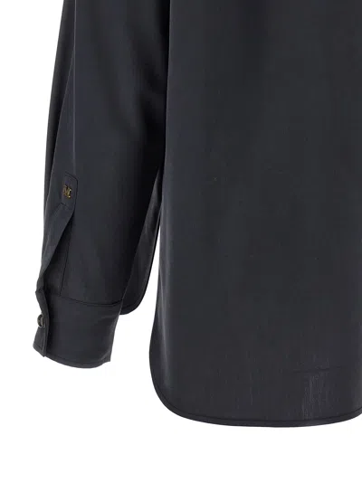 Max Mara Mxmsiamese Collared Shirt Long Sleeves Pocket In Blue