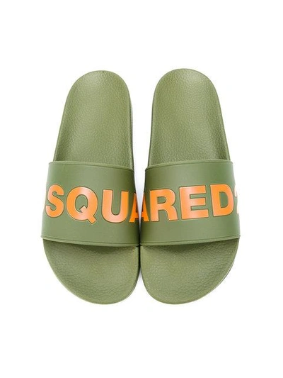 Shop Dsquared2 Dune Pool Slides In Green