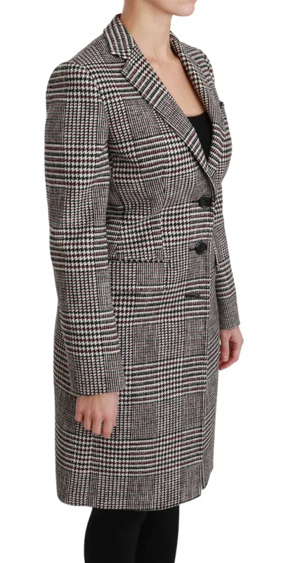 Dolce & Gabbana Houndstooth Check Wool-blend Coat In Gray