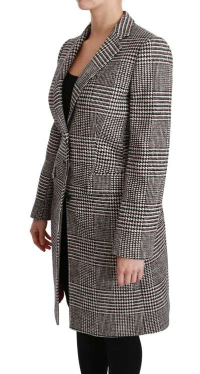 Dolce & Gabbana Houndstooth Check Wool-blend Coat In Gray
