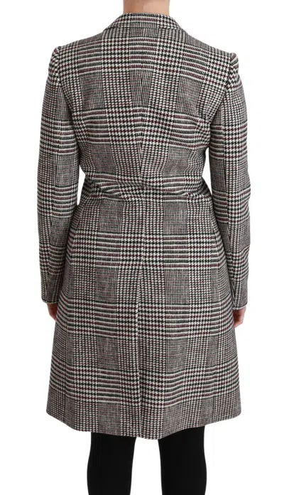 Dolce & Gabbana Houndstooth Check Wool-blend Coat In Gray