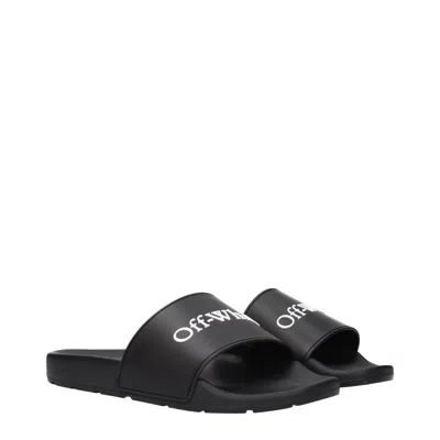 Off-white Bookish Open Toe Slip-on Slides In Black