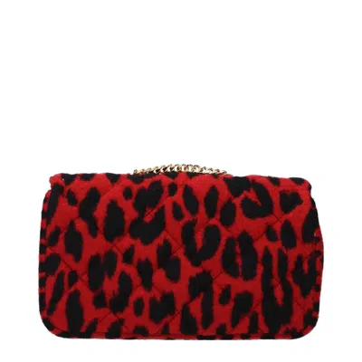 Versace Leopard-print Wool Shoulder Bag In Red