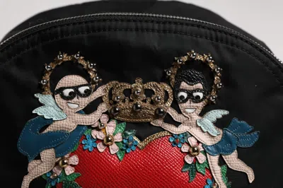Dolce & Gabbana Embroidered Heart Backpack In Black