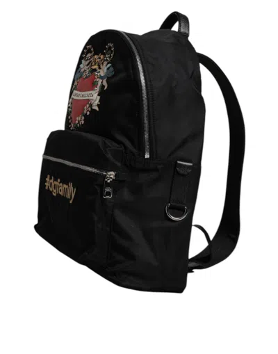 Dolce & Gabbana Embroidered Heart Backpack In Black
