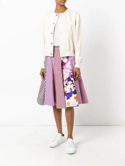 Shop Christopher Kane Pansy Print Cropped Jacket In White