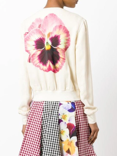 Shop Christopher Kane Pansy Print Cropped Jacket In White