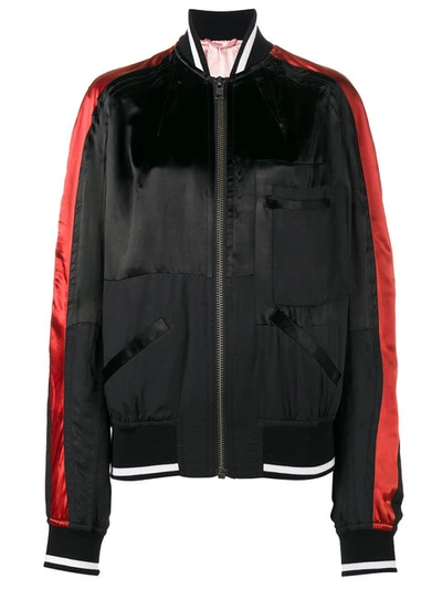 Haider Ackermann Twill-paneled Striped Satin Bomber Jacket In Black/orange