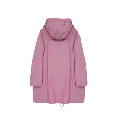 Herno Drawstring Hooded Raincoat Coat In Pink