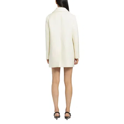 Prada Double-breasted Wool Coat In Neutral