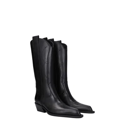 Off-white Leather Western-style Boot In Black